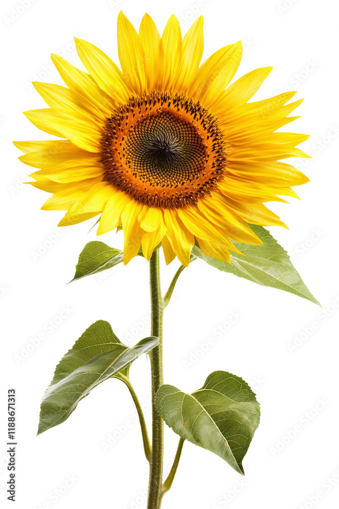 Fototapeta premium Yellow sunflower isolated on Transparent background, PNG file