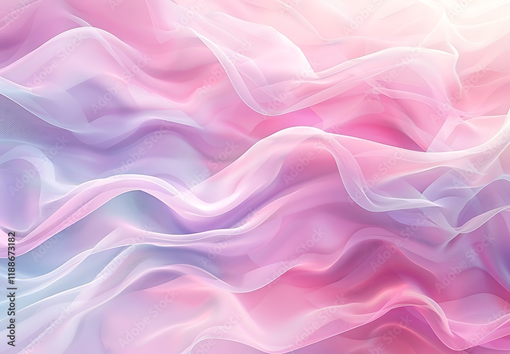 Obraz premium Soft liquid waves of pastel hues flow smoothly, crafting a calming and fluid widescreen abstract design