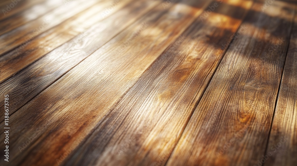 Obraz premium 3D visualization of a wooden table top with visible texture and natural imperfections, perfect for adding text or branding