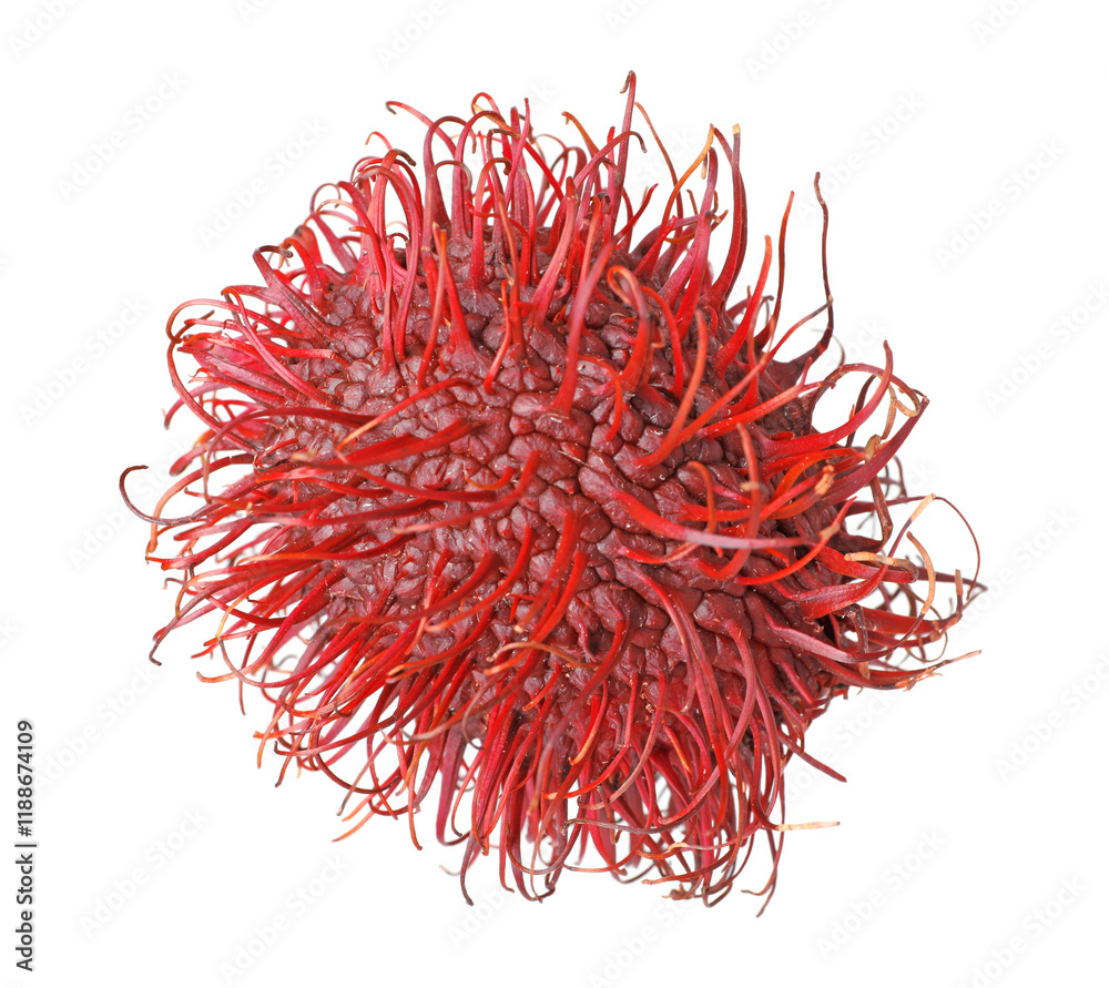 Naklejka premium Delicious ripe rambutan isolated on white. Exotic fruit