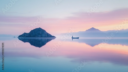 Wallpaper Mural Sunset with glowing pink and purple horizon on calm ocean seascape and mountains landscape background  Torontodigital.ca