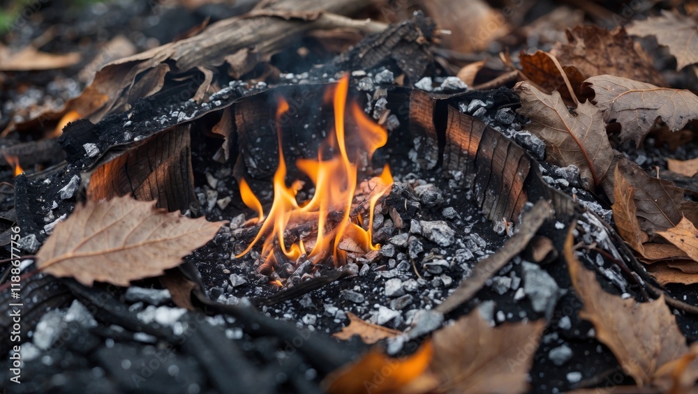 Only ashes remain after autumn leaves burned Only ashes remain after autumn leaves burned