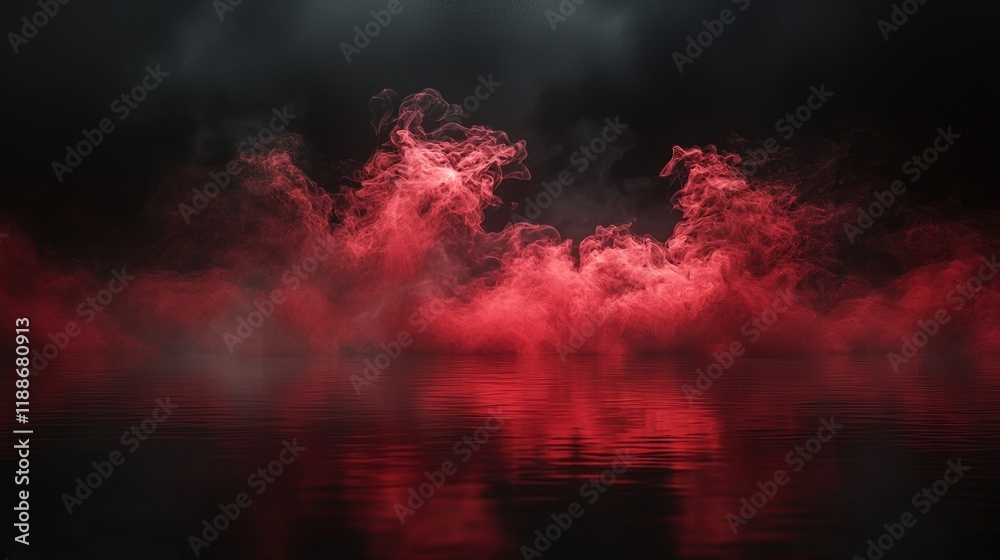 Crimson Haze: A Surreal Reflection of Smoke and Water