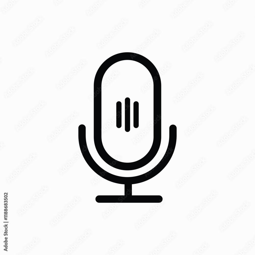 Microphone outline icon on white background.Vector illustration