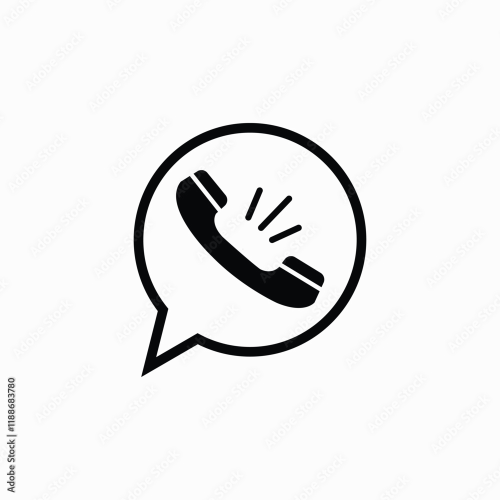 Obraz premium Phone and speech balloon icons. vector icon comunication black color