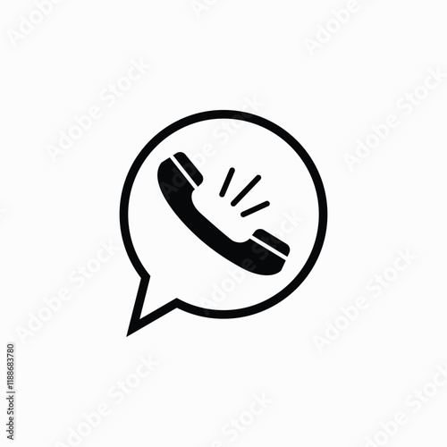 Phone and speech balloon icons. vector icon comunication black color
