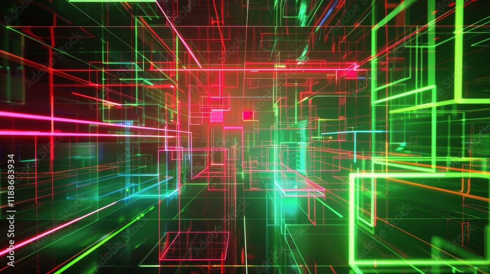 Obraz premium Abstract Neon Lines Wallpaper