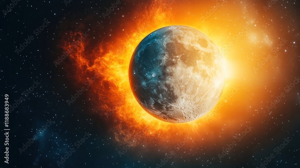 Fiery cosmic event engulfing a planet. Fiery cosmic event engulfing a planet.