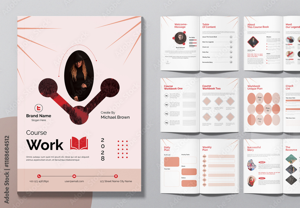 Course Work Book Layout Stock Template | Adobe Stock