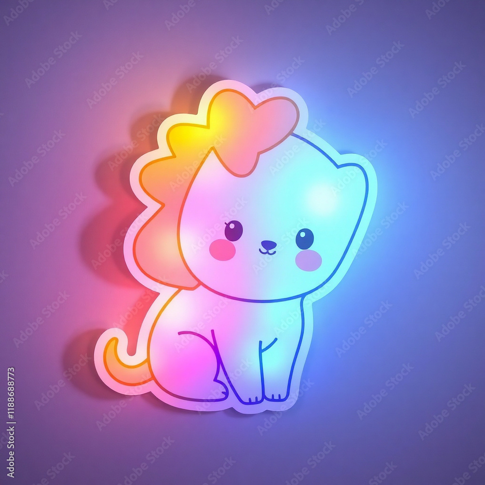 Fototapeta premium Adorable glowing lion cub night light. Perfect for nurseries and kids' rooms, adding a touch of magic and whimsy to bedtime.
