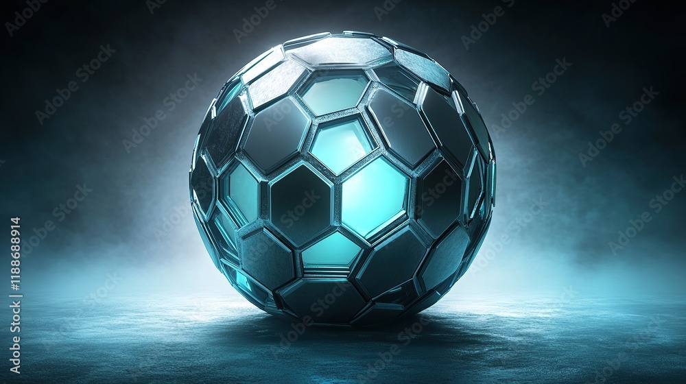 Fototapeta premium **A futuristic orb encased in hexagonal metallic patterns