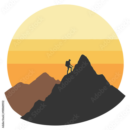 Vector logo design for a mountain climber