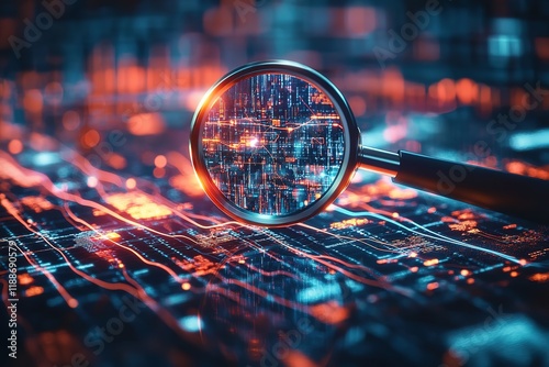 Wallpaper Mural Data Analysis: Magnifying Glass Exploring Digital Charts and Key Metrics for Business Insights 3d three sales growth     Torontodigital.ca