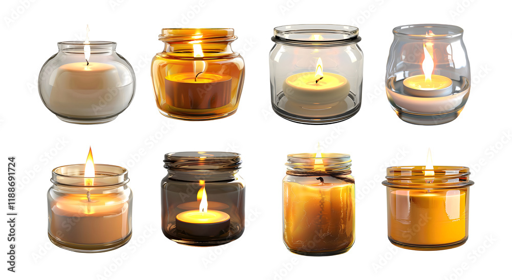 Pack of Candle in a Glass Jar on Transparent Background Pack of Candle in a Glass Jar on Transparent Background