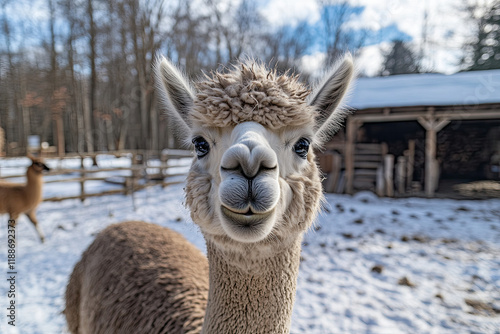 Alpaca making an exaggerated chewing face, showing its goofy side
