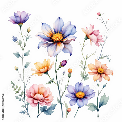 Flower Ephemera Clipart, Roses Fussy Cut, Printable Watercolor clipart, Watercolor Floral clipart