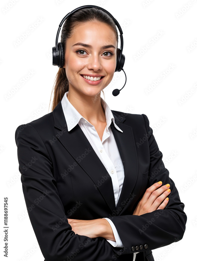 Portrait of a happy call center black woman arms crossed isolated on a transparent background for consulting. Smile, customer support or service career with a young employee on PNG for telemarketing Portrait of a happy call center black woman arms crossed isolated on a transparent background for consulting. Smile, customer support or service career with a young employee on PNG for telemarketing