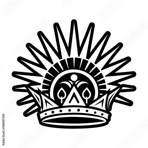 Crown tattoo icon in glyph style