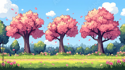 Spring blossom path, game background