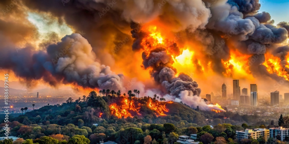 Dramatic Wildfire Rages Through City Landscape Dramatic Wildfire Rages Through City Landscape