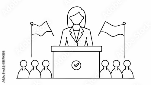 Female politician giving a speech at a government event