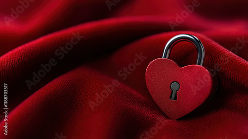 Valentine's day themed, Heart shaped lock on soft velvet background, symbolizing love and security