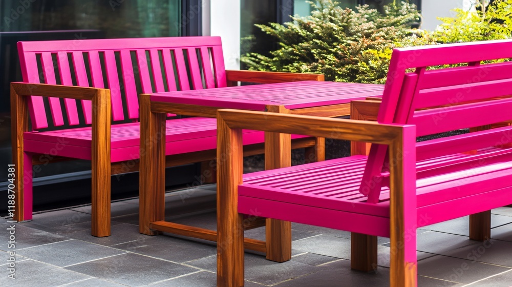 Vibrant Pink Outdoor Patio Furniture Set