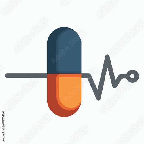 Vector logo template for a medical capsule The capsule and pulse symbols are used in this design