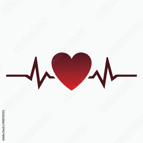Rhythmic Heart Symbol for Medical and Health Designs on a White Background