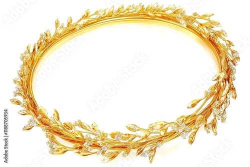 Elegant Oval Golden Frame: Perfect for Luxury Branding, Invitations, and Elegant Designs. Isolated on White Background, 