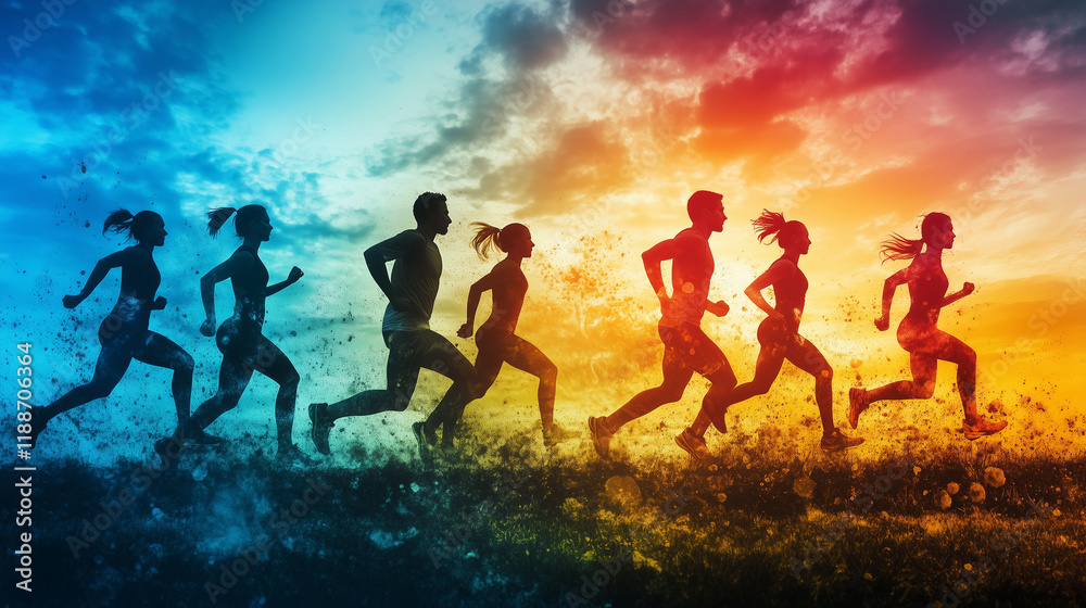 Naklejka premium sports and fitness Image emphasizing people exercising and a healthy lifestyle