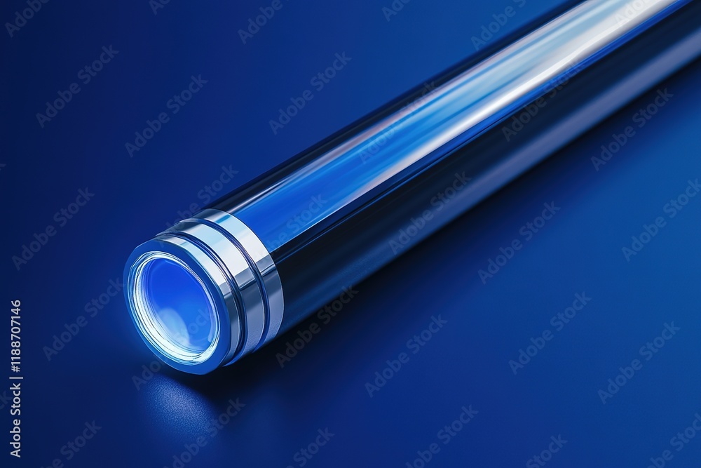Sleek Blue Cylinder Product, Modern Design Sleek Blue Cylinder Product, Modern Design