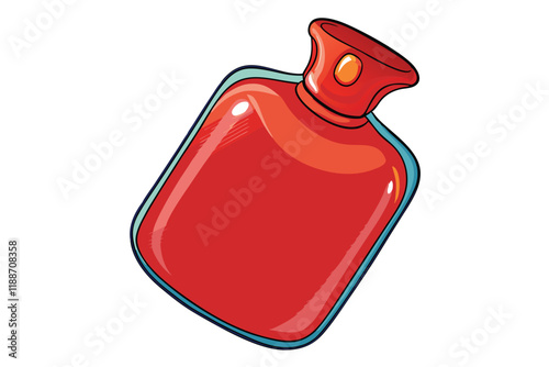 Red hot water bottle with a clean white background, showcasing its smooth and practical design for warming and comfort