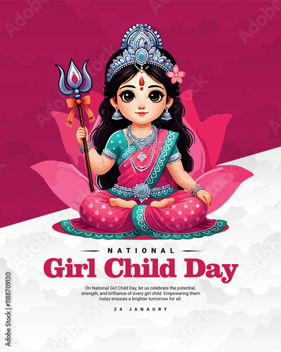 Happy National Girl Child Day known  Balika Diwas in India on January 24th social media post banner photo