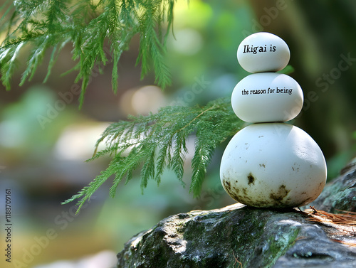 Pyramid of stones, concept of balance, ikagai