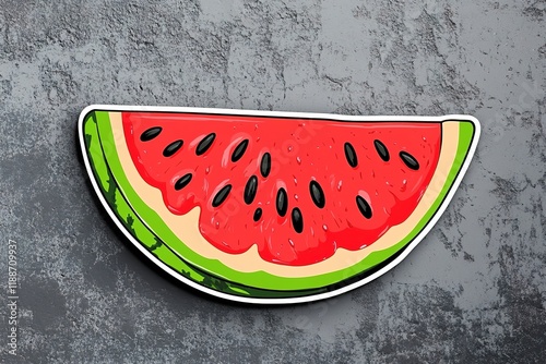 Juicy Summer Watermelon Slice Sticker: Vibrant, Colorful Fruit Illustration, Perfect for Social Media, Blogs, and       