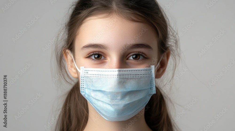 Female Wearing a Blue Surgical Mask Female Wearing a Blue Surgical Mask