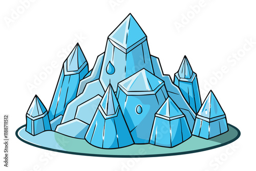 Detailed vector art showcasing an ice scraper surrounded by frosty ice crystals, perfect for depicting winter weather accessories and tools