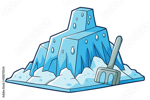 Set of ice scrapers depicted in vibrant blue hues with intricate icy patterns, designed for efficient clearing of ice from surfaces in cold weather