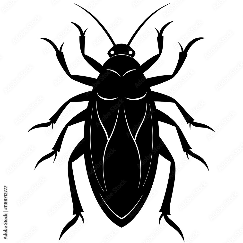 Giant water bug silhouette vector illustration Giant water bug silhouette vector illustration
