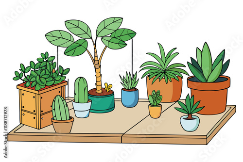 Multiple indoor plants in stylish pots showcasing natural greenery, enhancing home interiors and improving air quality