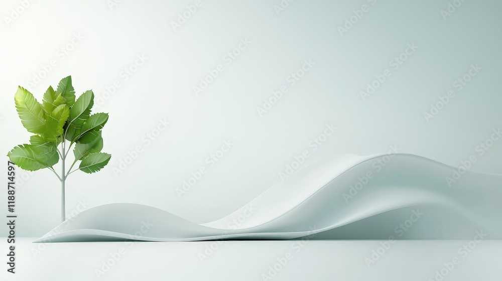 Fototapeta premium A tree is growing in front of a white wall