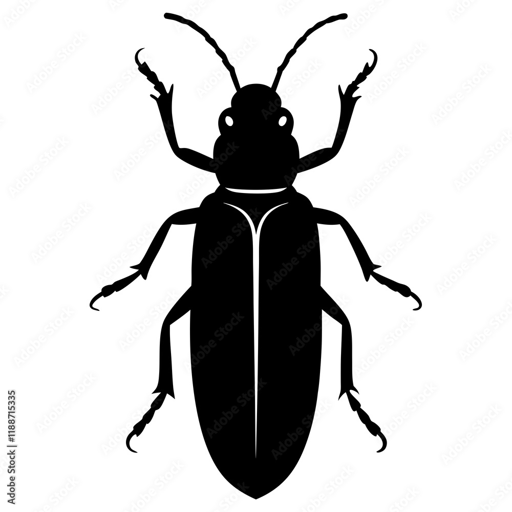 Powder post beetle silhouette vector illustration Powder post beetle silhouette vector illustration