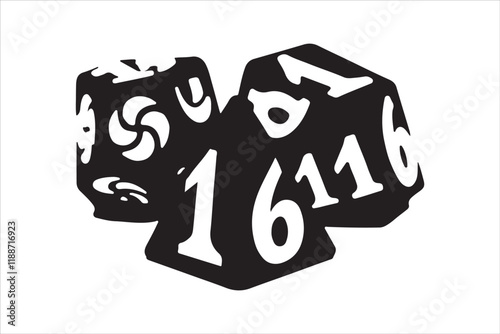 Polyhedral Dice Silhouette Vector 