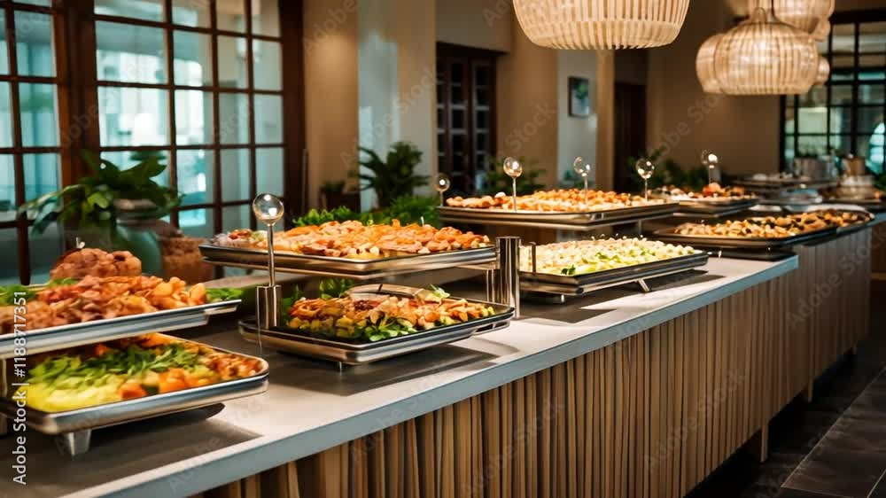 Food buffet at an all-inclusive hotel.