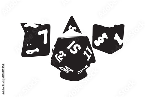 Polyhedral Dice Silhouette Vector 
