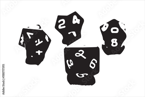 Polyhedral Dice Silhouette Vector 