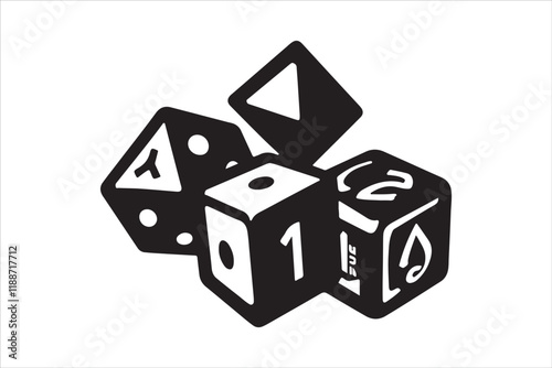 Polyhedral Dice Silhouette Vector 