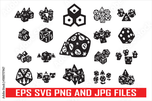 Polyhedral Dice Silhouette Vector Pack