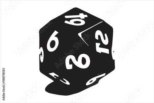 Polyhedral Dice Silhouette Vector 